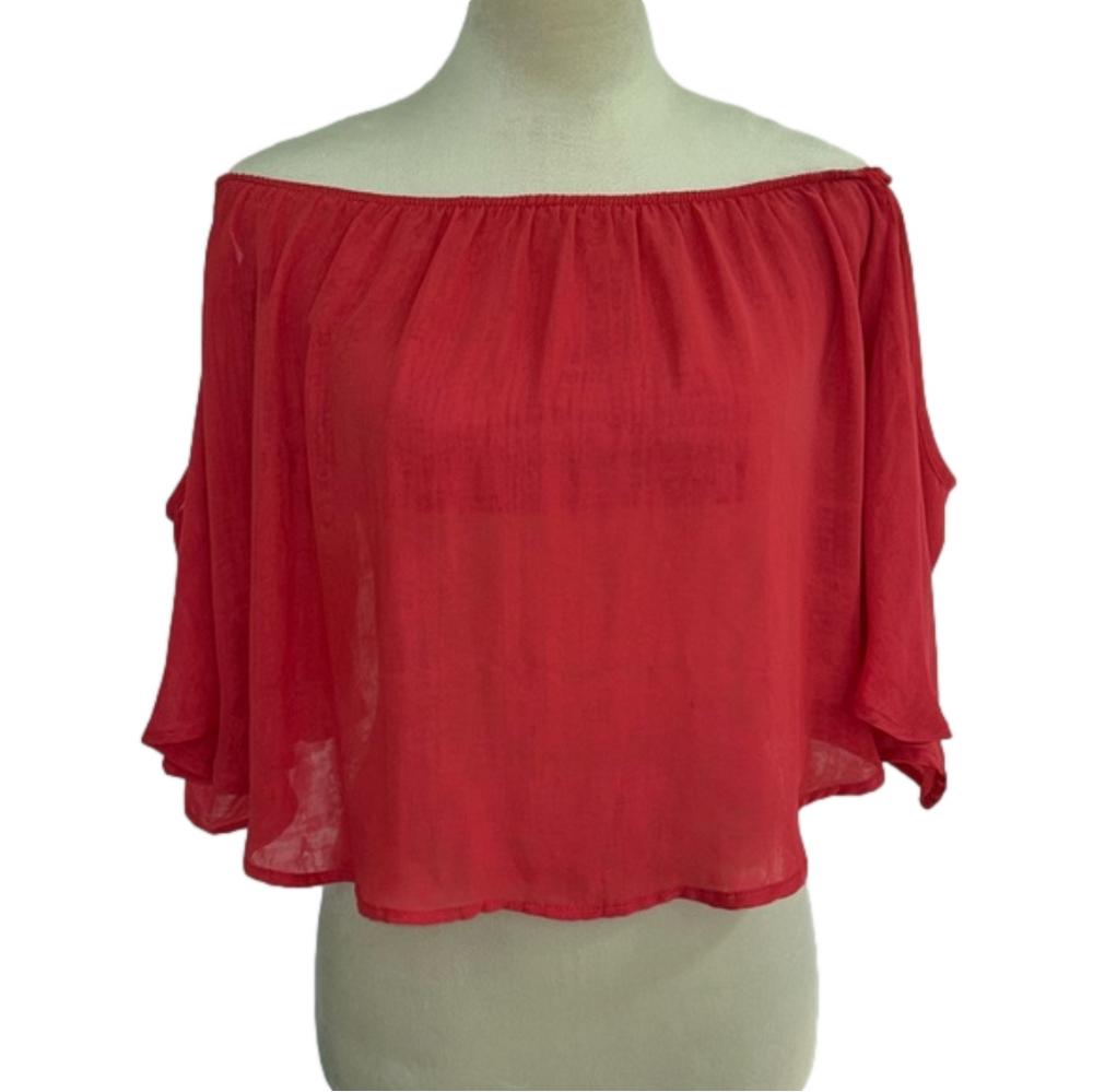 Express: Off the Shoulder, Coral, Crop Top: Size M